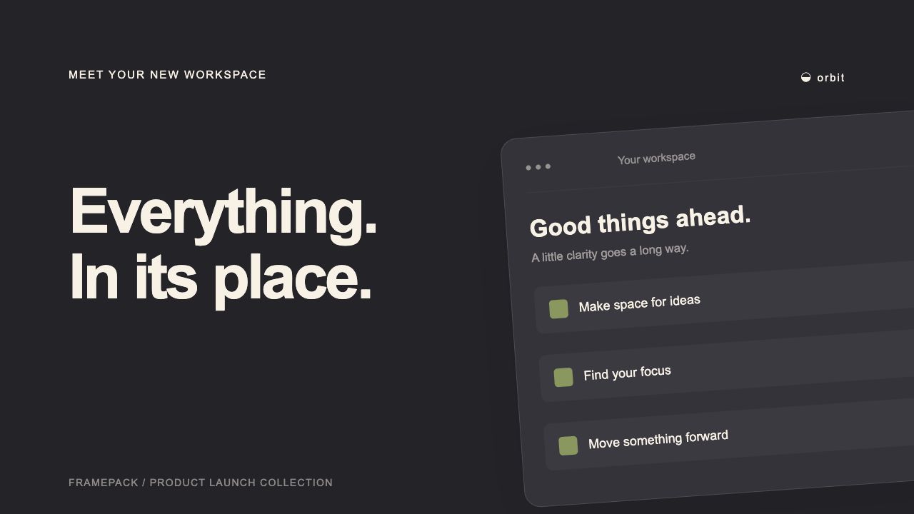 Product launch scene from the Framepack Remotion template collection